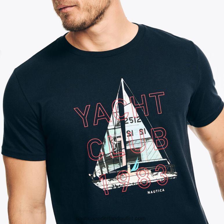duurzaam vervaardigd jachtclub grafisch t-shirt marine Nautica 0828F191 Heren