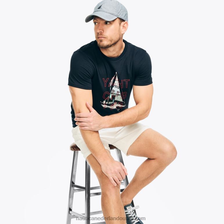 duurzaam vervaardigd jachtclub grafisch t-shirt marine Nautica 0828F191 Heren