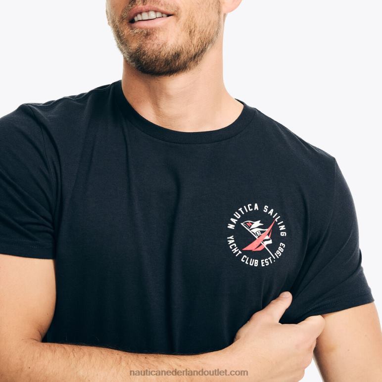 duurzaam vervaardigd jachtclub grafisch t-shirt marine Nautica 0828F370 Heren