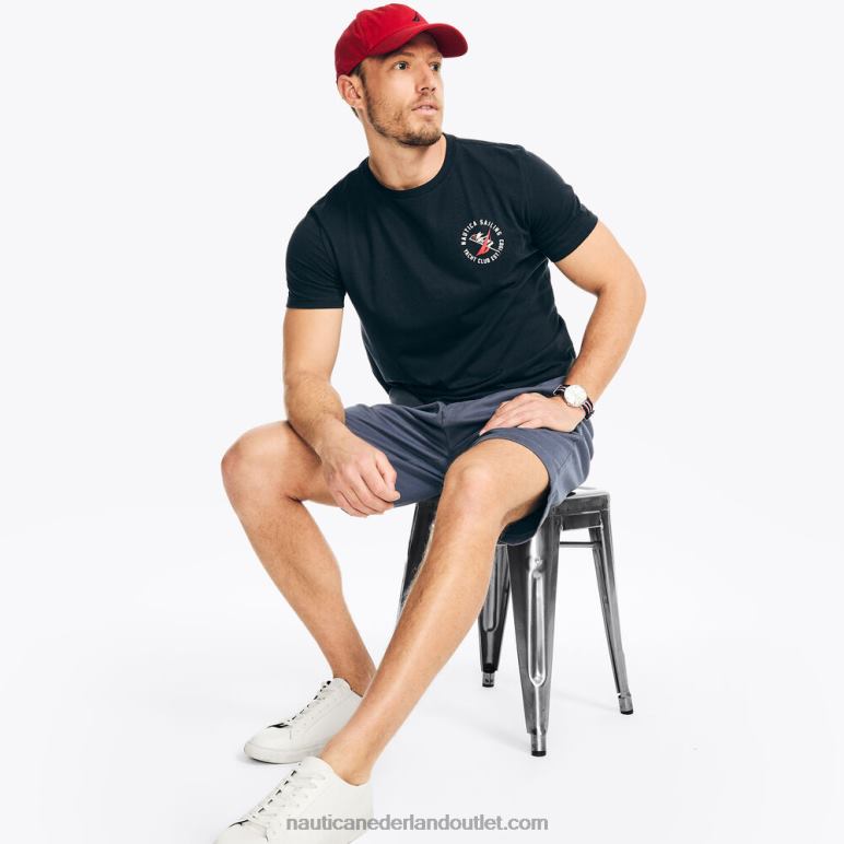 duurzaam vervaardigd jachtclub grafisch t-shirt marine Nautica 0828F370 Heren