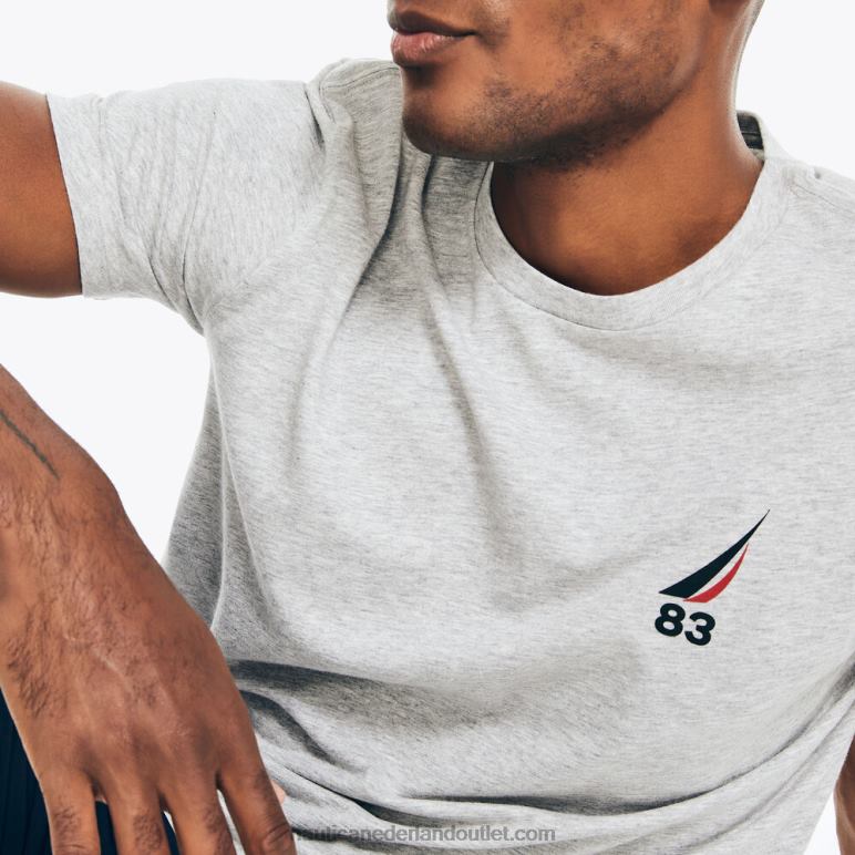 duurzaam vervaardigd n-83 grafisch t-shirt grijze heide Nautica 0828F532 Heren