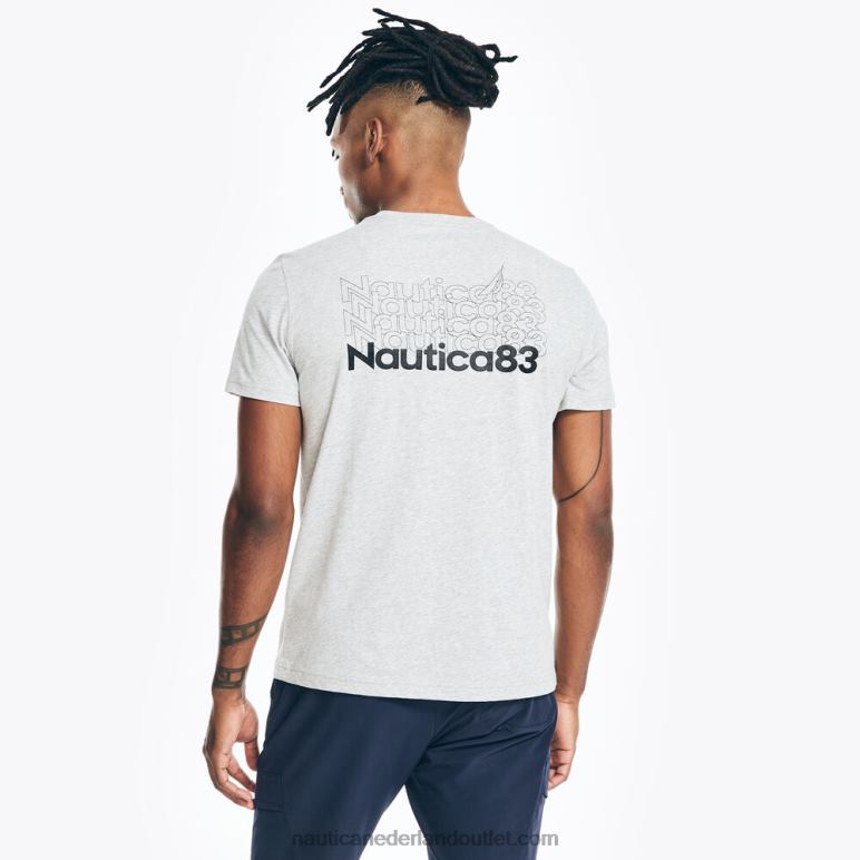 duurzaam vervaardigd n-83 grafisch t-shirt grijze heide Nautica 0828F532 Heren