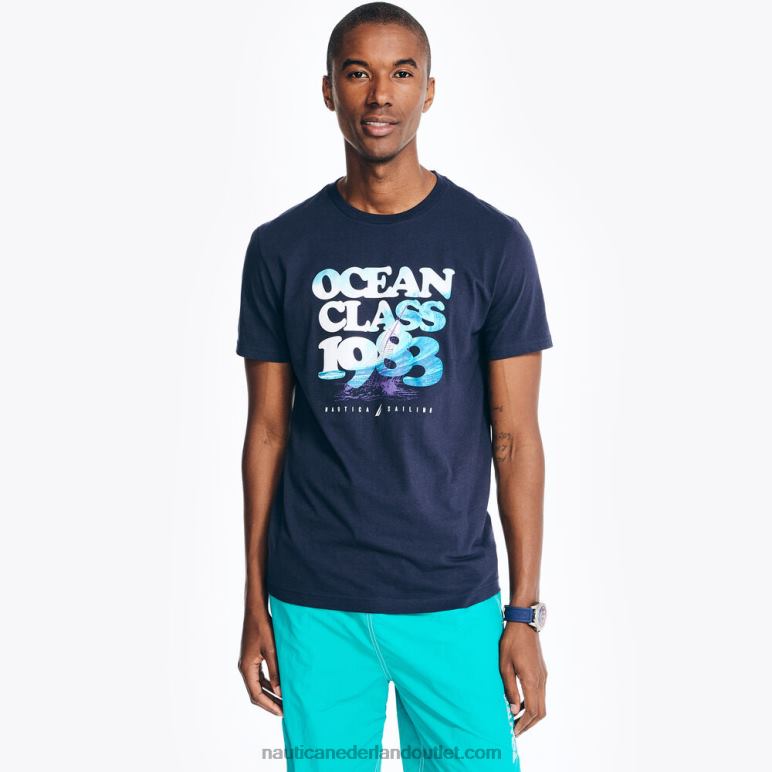 duurzaam vervaardigd oceaanklasse grafisch t-shirt marine Nautica 0828F385 Heren