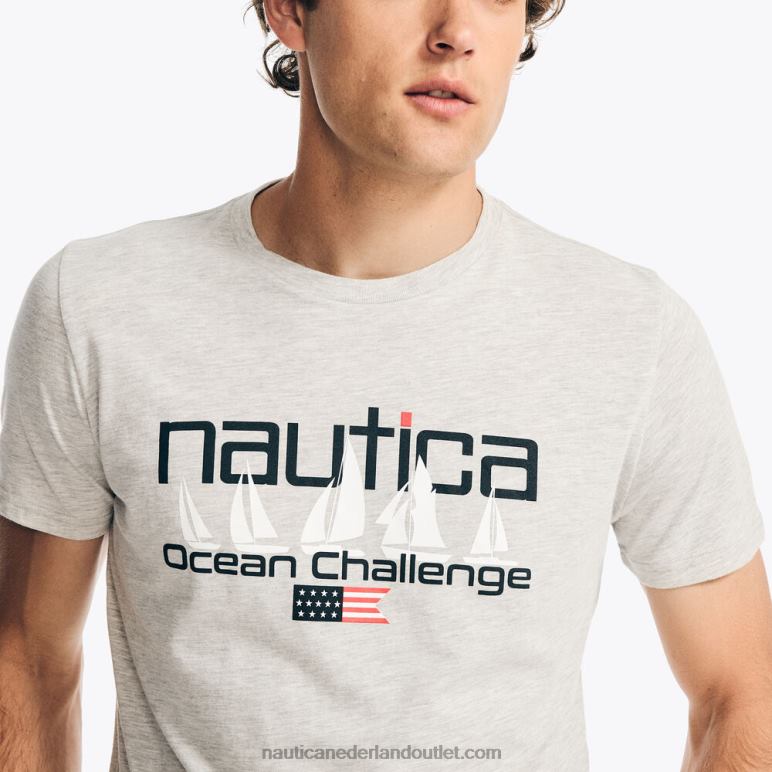 duurzaam vervaardigd ocean challenge grafisch t-shirt grijze heide Nautica 0828F416 Heren