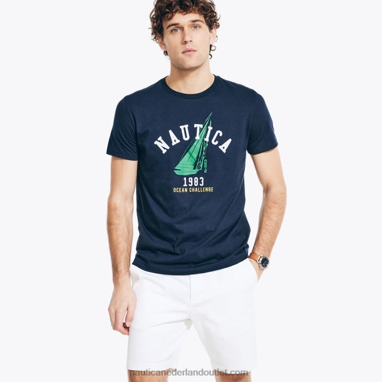 duurzaam vervaardigd ocean challenge grafisch t-shirt marine Nautica 0828F26 Heren