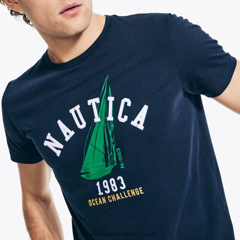 duurzaam vervaardigd ocean challenge grafisch t-shirt marine Nautica 0828F26 Heren