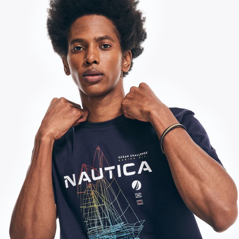 duurzaam vervaardigd ocean challenge grafisch t-shirt marine Nautica 0828F465 Heren