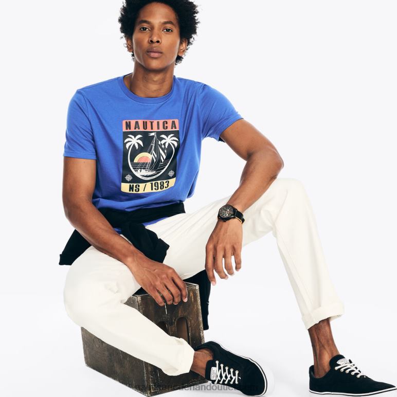 duurzaam vervaardigd ocean vibes grafisch t-shirt kobalt golf Nautica 0828F368 Heren