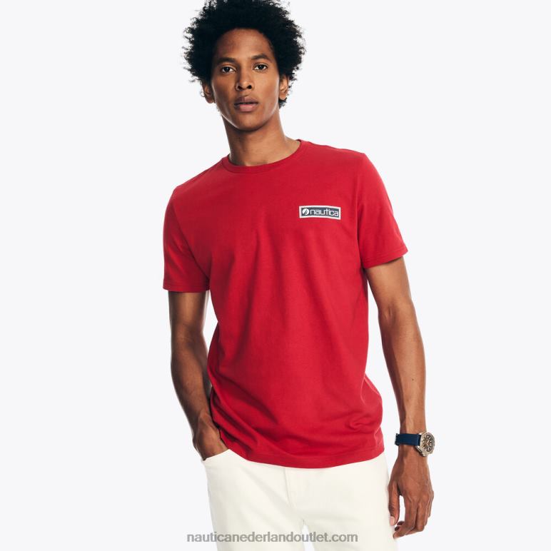 duurzaam vervaardigd surf beach vibes grafisch t-shirt nautisch rood Nautica 0828F419 Heren