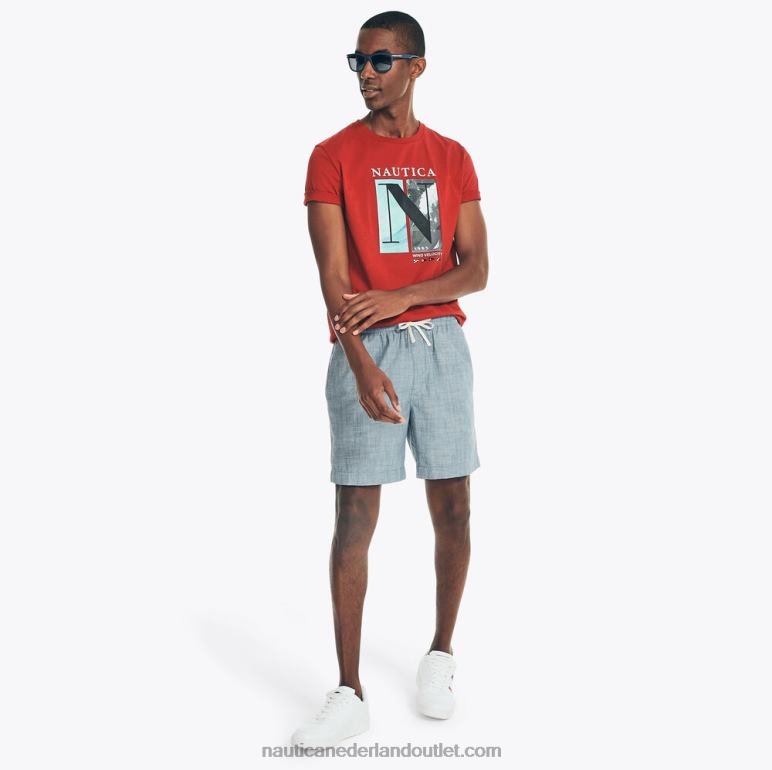 duurzaam vervaardigd windsnelheid grafisch t-shirt nautisch rood Nautica 0828F585 Heren