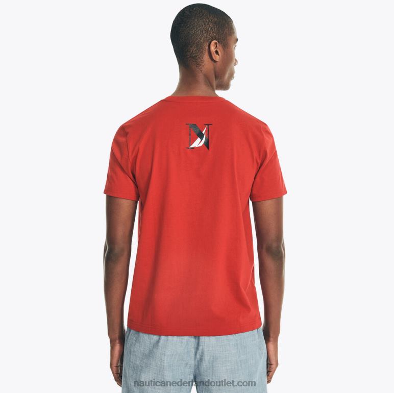 duurzaam vervaardigd windsnelheid grafisch t-shirt nautisch rood Nautica 0828F585 Heren