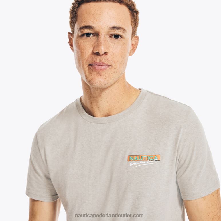 duurzaam vervaardigd zeilclub grafisch t-shirt grijze heide Nautica 0828F524 Heren