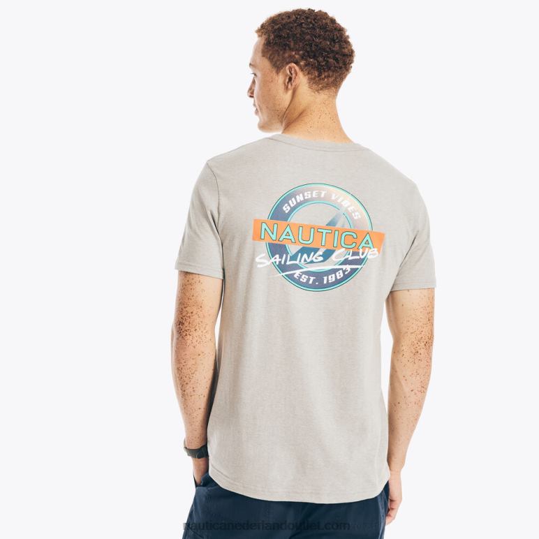 duurzaam vervaardigd zeilclub grafisch t-shirt grijze heide Nautica 0828F524 Heren