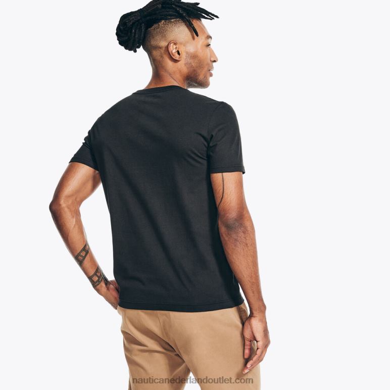 duurzaam vervaardigd zeilgrafisch T-shirt echt zwart Nautica 0828F369 Heren