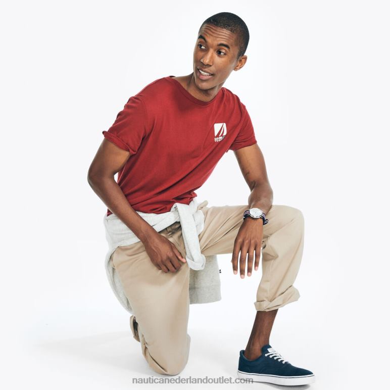 duurzaam vervaardigd zeilteam grafisch t-shirt meloenbes Nautica 0828F136 Heren