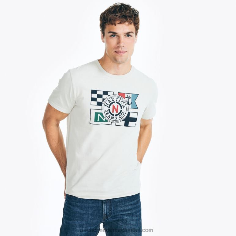 duurzaam vervaardigde jeans co. vlag grafisch t-shirt havermout heide Nautica 0828F433 Heren