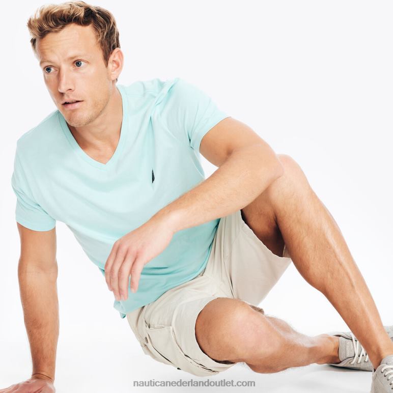 effen t-shirt met v-hals haven mist Nautica 0828F3 Heren