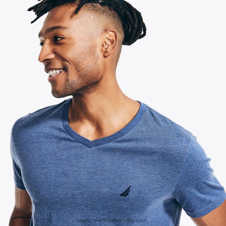 gemêleerd t-shirt met v-hals stellaire blauwe heide Nautica 0828F41 Heren