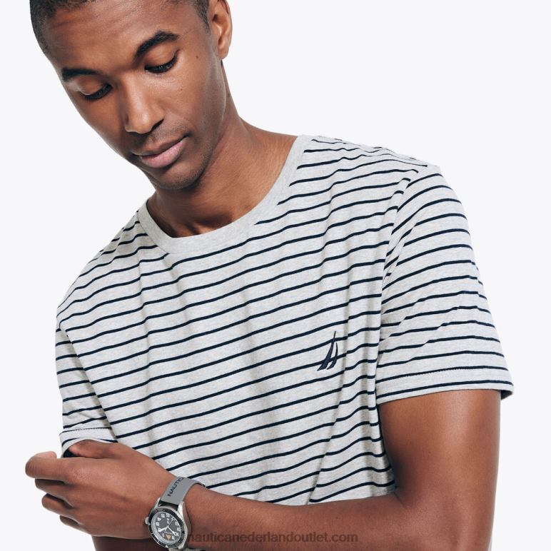 gestreept T-shirt met ronde hals grijze heide Nautica 0828F47 Heren