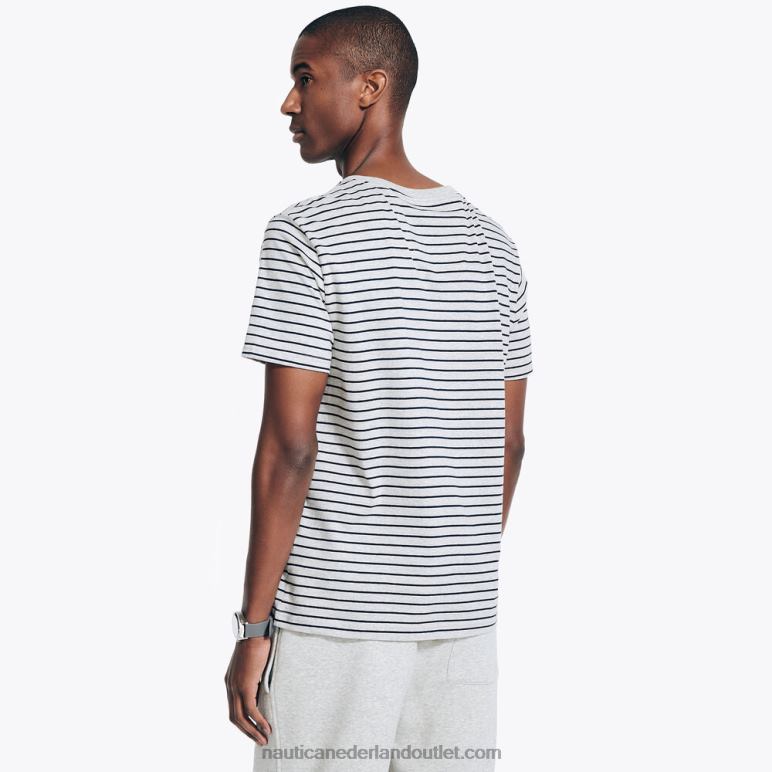 gestreept T-shirt met ronde hals grijze heide Nautica 0828F47 Heren