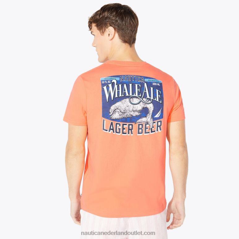 groot en groot T-shirt met walvisprint levend koraal Nautica 0828F551 Heren