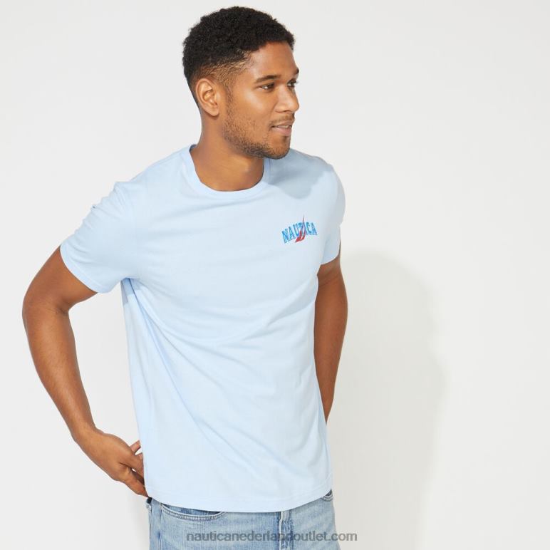 groot en lang T-shirt met matrozenprint azuur blauw Nautica 0828F728 Heren