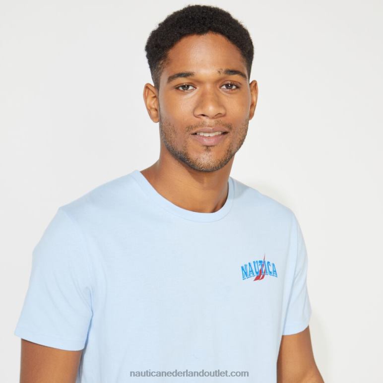 groot en lang T-shirt met matrozenprint azuur blauw Nautica 0828F728 Heren