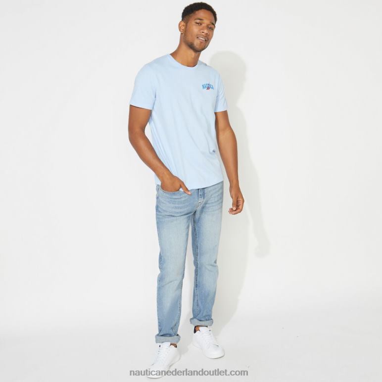 groot en lang T-shirt met matrozenprint azuur blauw Nautica 0828F728 Heren