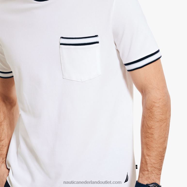 groot en lang T-shirt met ronde hals en zak Helder wit Nautica 0828F357 Heren