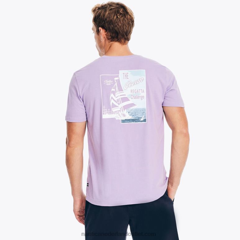 groot en lang, duurzaam vervaardigd T-shirt met grafische oceaanverkenning oceaan violet Nautica 0828F584 Heren