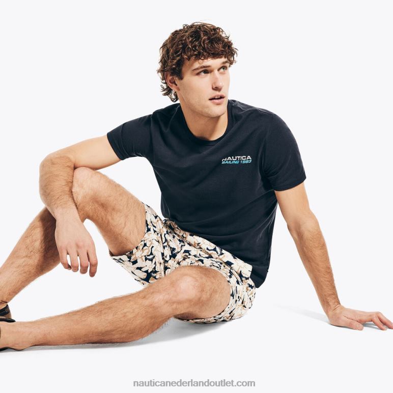 groot en lang duurzaam vervaardigd T-shirt met grafische print uit 1983 marine Nautica 0828F477 Heren