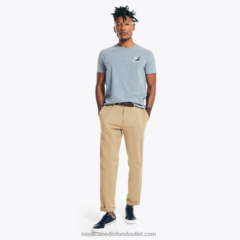 groot en lang, duurzaam vervaardigd T-shirt met grafische print van de zeildivisie anker blauwe heide Nautica 0828F654 Heren