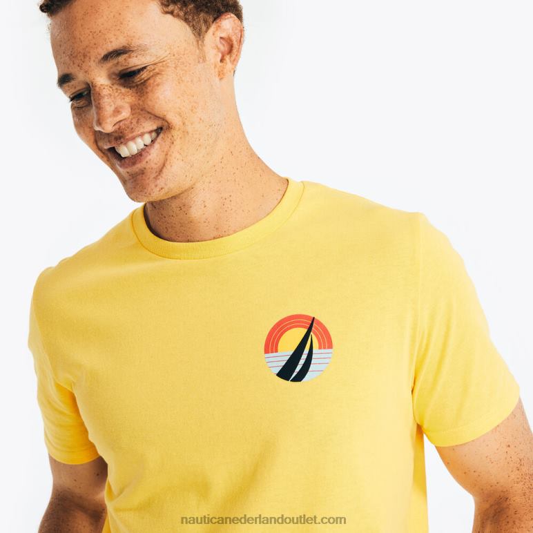 groot en lang duurzaam vervaardigd T-shirt met surfprint Franse vanille Nautica 0828F582 Heren