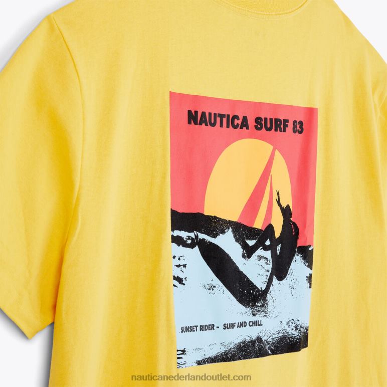groot en lang duurzaam vervaardigd T-shirt met surfprint Franse vanille Nautica 0828F582 Heren