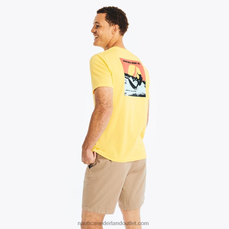 groot en lang duurzaam vervaardigd T-shirt met surfprint Franse vanille Nautica 0828F582 Heren