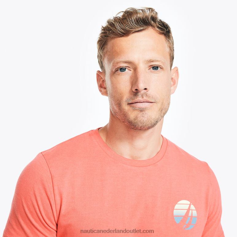 groot en lang duurzaam vervaardigd T-shirt met surfprint glorie rood Nautica 0828F627 Heren