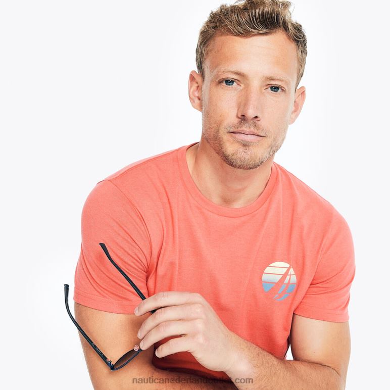 groot en lang duurzaam vervaardigd T-shirt met surfprint glorie rood Nautica 0828F627 Heren