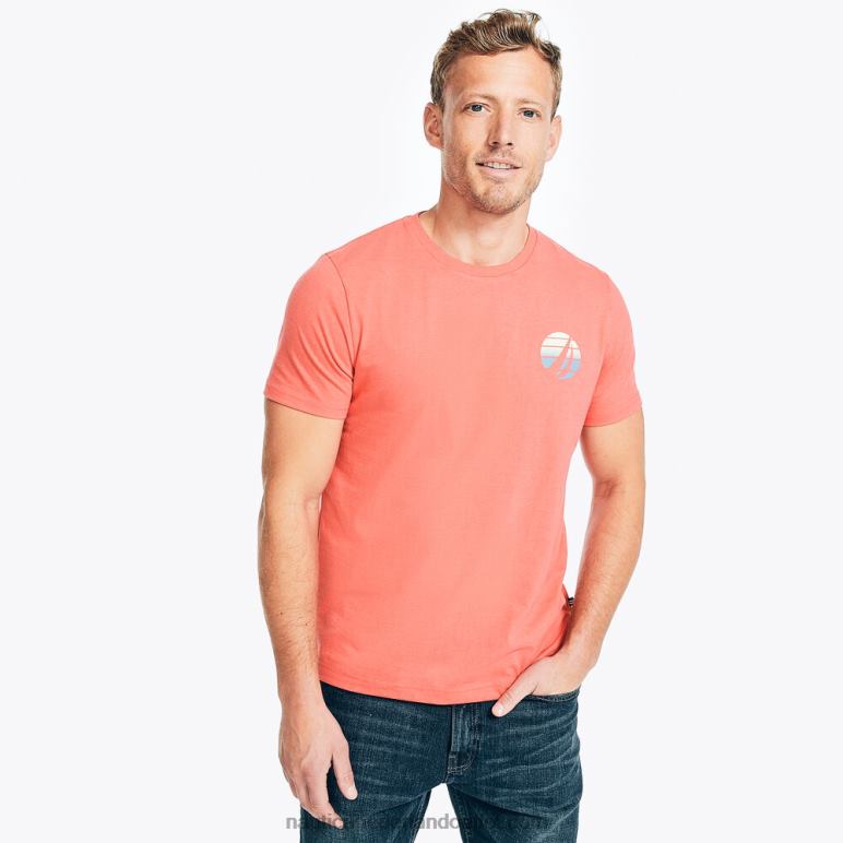 groot en lang duurzaam vervaardigd T-shirt met surfprint glorie rood Nautica 0828F627 Heren