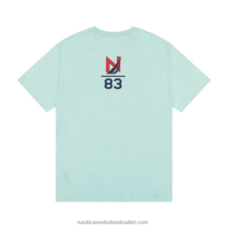 groot en lang duurzaam vervaardigd grafisch t-shirt azuur blauw Nautica 0828F598 Heren