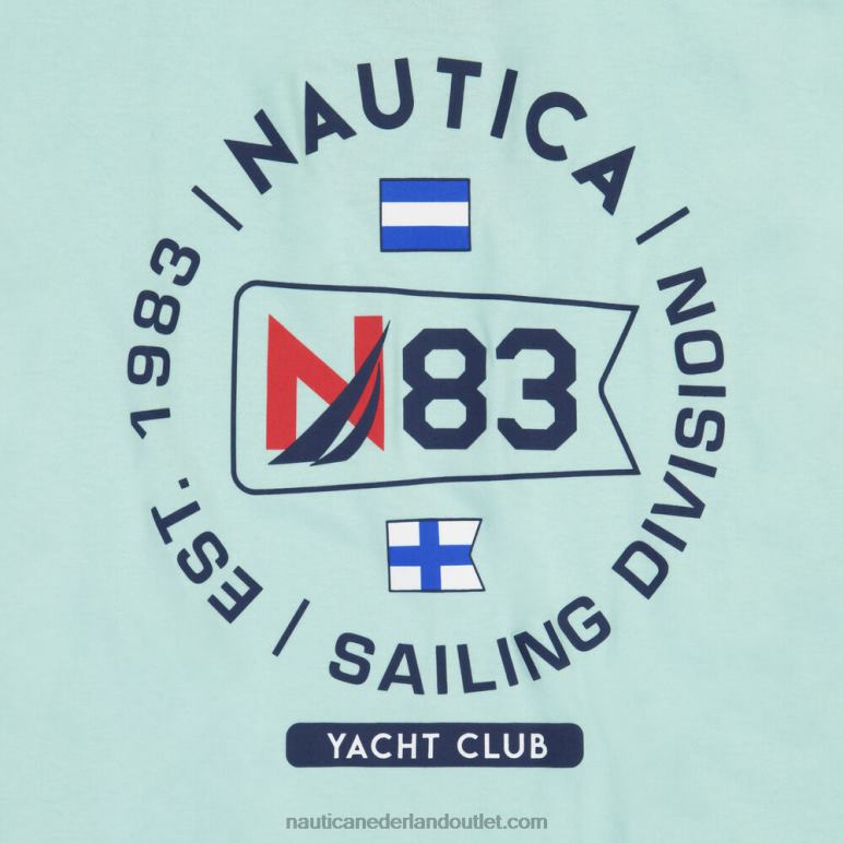 groot en lang duurzaam vervaardigd grafisch t-shirt azuur blauw Nautica 0828F598 Heren