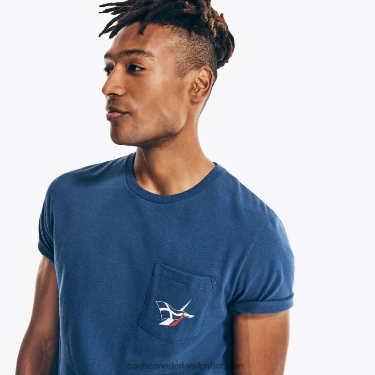 groot en lang duurzaam vervaardigd ocean challenge grafisch t-shirt blauwe diepten Nautica 0828F697 Heren