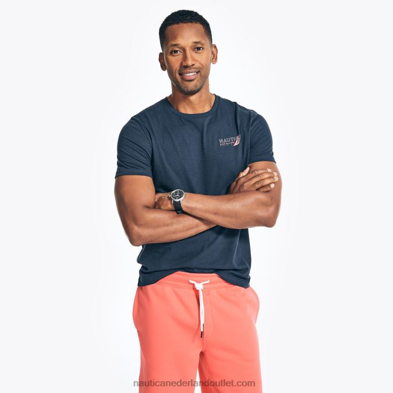 groot en lang duurzaam vervaardigd ocean challenge grafisch t-shirt marine Nautica 0828F571 Heren