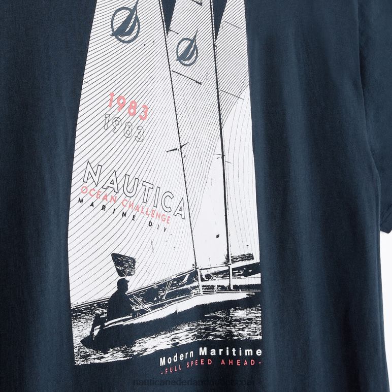 groot en lang duurzaam vervaardigd ocean challenge grafisch t-shirt marine Nautica 0828F571 Heren
