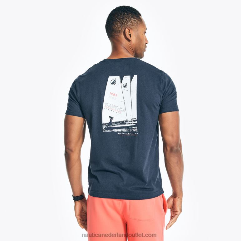 groot en lang duurzaam vervaardigd ocean challenge grafisch t-shirt marine Nautica 0828F571 Heren