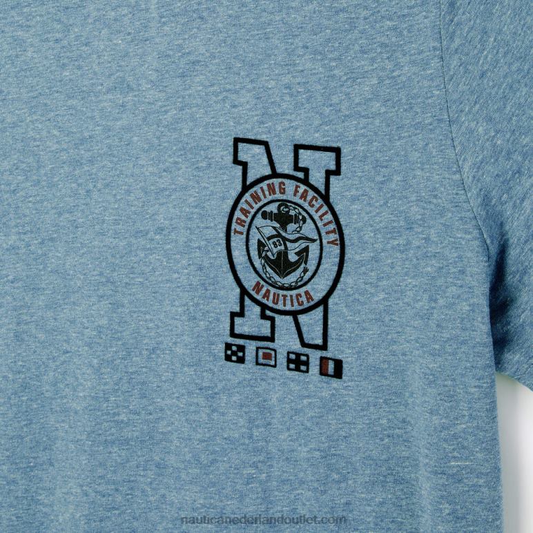 groot en lang duurzaam vervaardigd t-shirt met marine-opdruk anker blauwe heide Nautica 0828F579 Heren