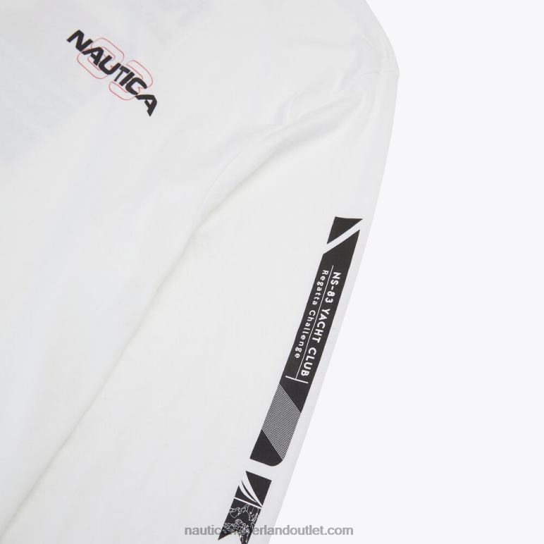groot en lang duurzaam vervaardigd wedstrijd-t-shirt met lange mouwen Helder wit Nautica 0828F492 Heren