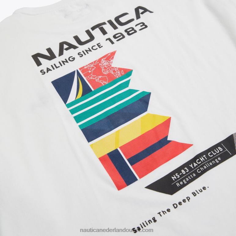 groot en lang duurzaam vervaardigd wedstrijd-t-shirt met lange mouwen Helder wit Nautica 0828F492 Heren