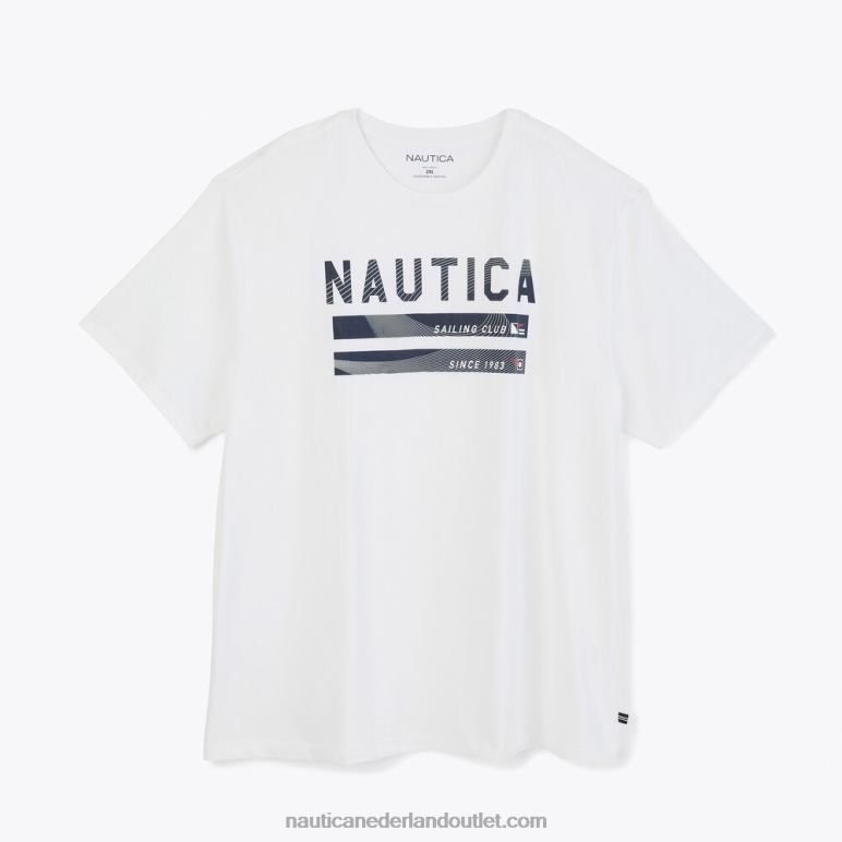 groot en lang, duurzaam vervaardigd zeilclub grafisch T-shirt Helder wit Nautica 0828F594 Heren