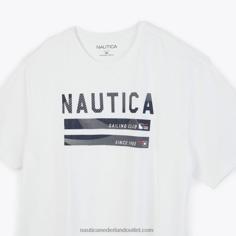 groot en lang, duurzaam vervaardigd zeilclub grafisch T-shirt Helder wit Nautica 0828F594 Heren