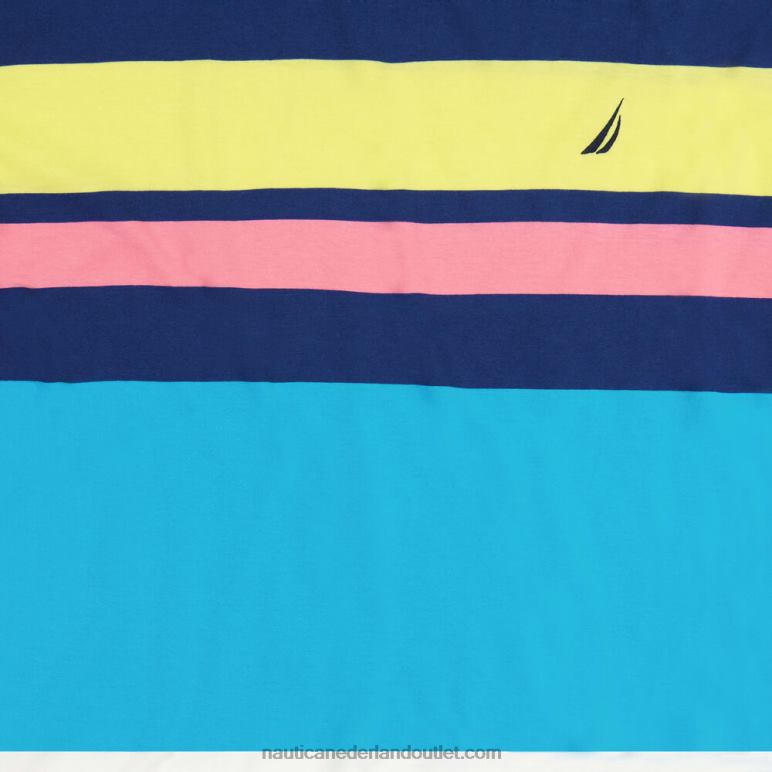 groot en lang gestreept T-shirt met kleurvlakken landgoed blauw Nautica 0828F651 Heren